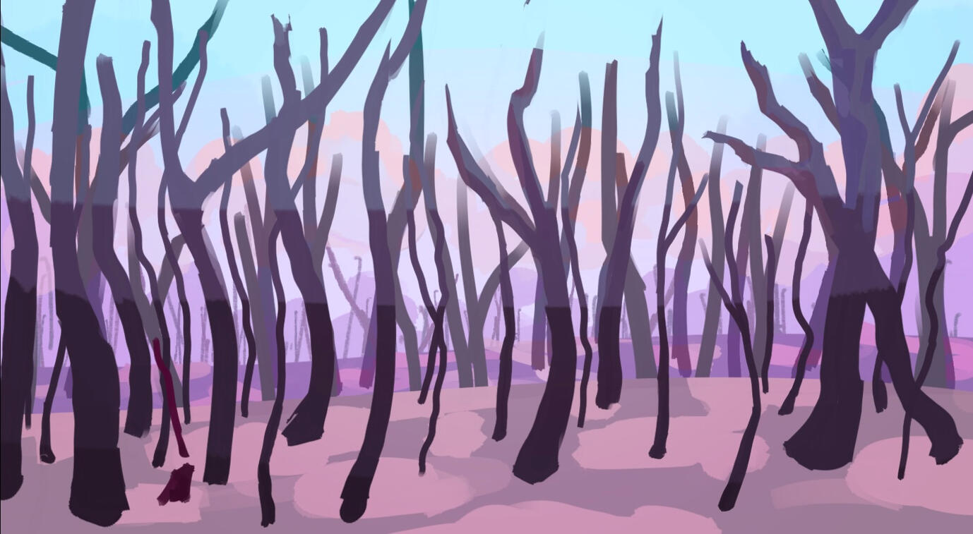 Mock up burnt through forrest